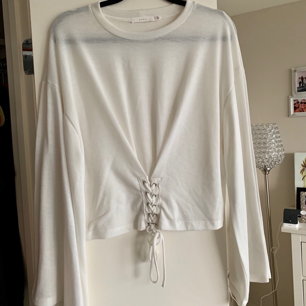 Long Sleeve Sweater with Tie Detail in the front